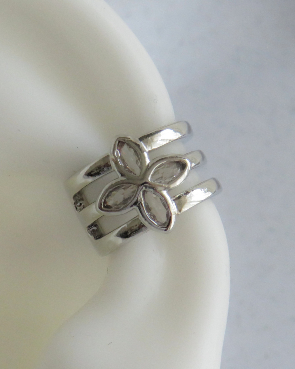 Silver Flower Ear Cuff