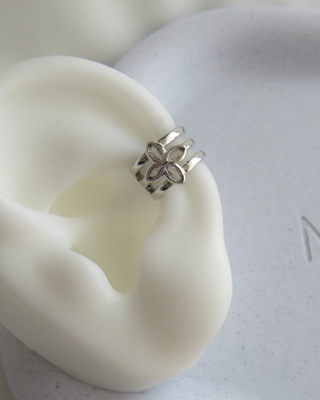 Silver Flower Ear Cuff