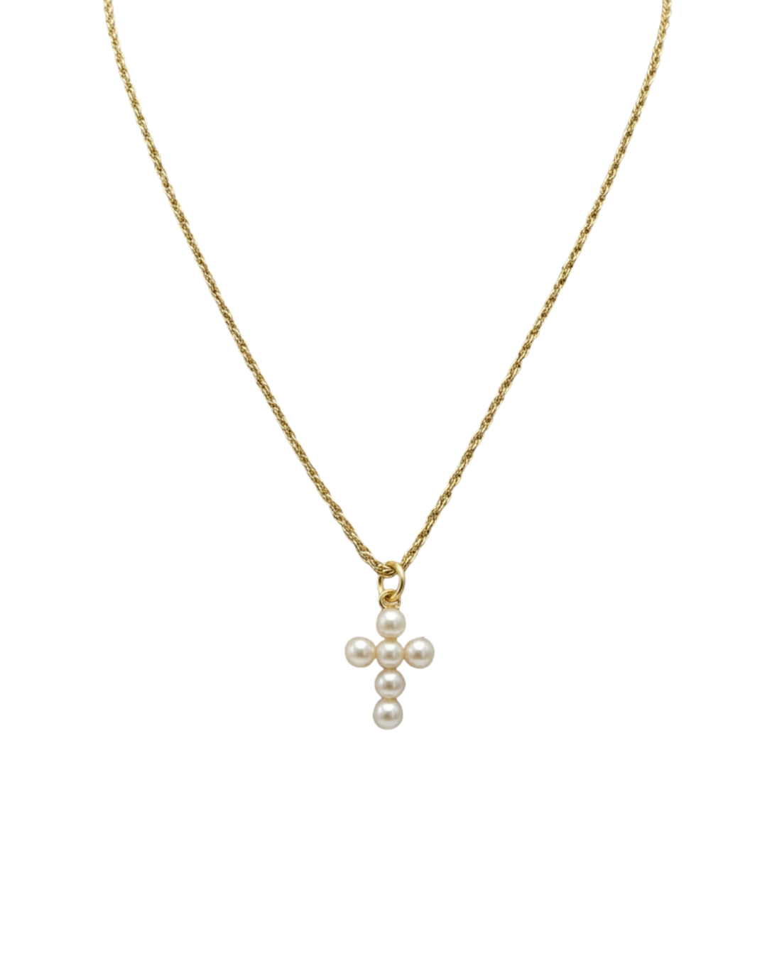 Collar - Cruz perlas