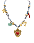 Collar - Multi charm Red Heart